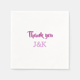 Thank you add couple name initial letter PURPLE PI Napkin
