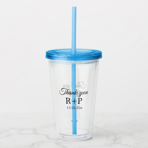 Thank you add couple name initial letter text date acrylic tumbler