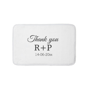 Thank you add couple name initial letter text date bath mat