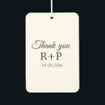 Thank you add couple name initial letter text date car air freshener<br><div class="desc">For lovers like us</div>