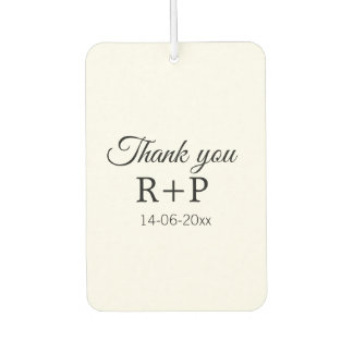 Thank you add couple name initial letter text date car air freshener
