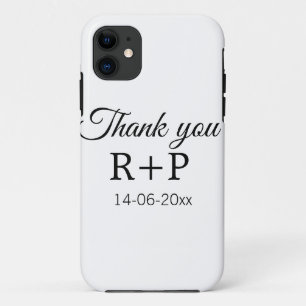 Thank you add couple name initial letter text date iPhone 11 case