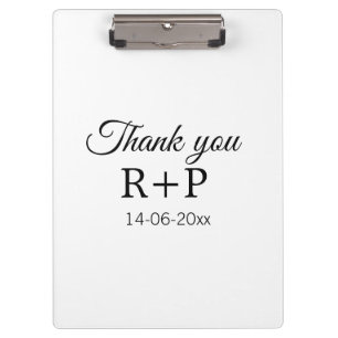 Thank you add couple name initial letter text date clipboard