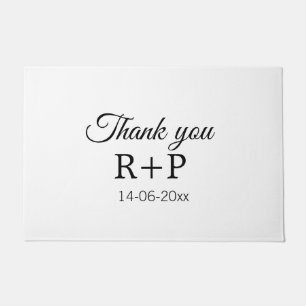 Thank you add couple name initial letter text date doormat