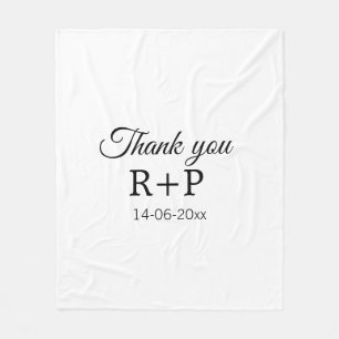 Thank you add couple name initial letter text date fleece blanket