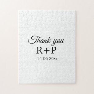 Thank you add couple name initial letter text date jigsaw puzzle
