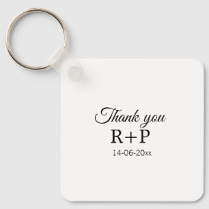 Thank you add couple name initial letter text date key ring