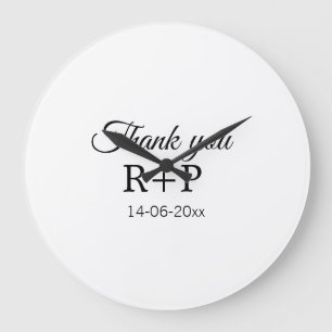 Thank you add couple name initial letter text date large clock