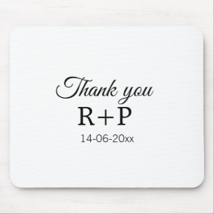 Thank you add couple name initial letter text date mouse mat
