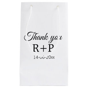 Thank you add couple name initial letter text date small gift bag