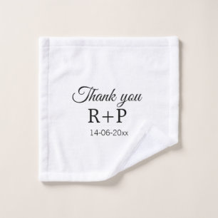 Thank you add couple name initial letter text date wash cloth