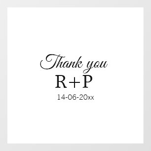 Thank you add couple name initial letter text date window cling
