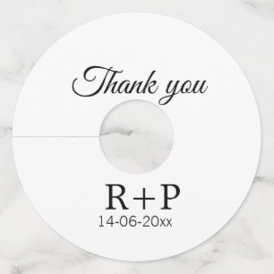 Thank you add couple name initial letter text date wine glass tag