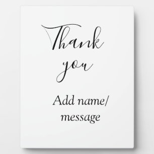 Thank you add name message simple stylish calligra plaque