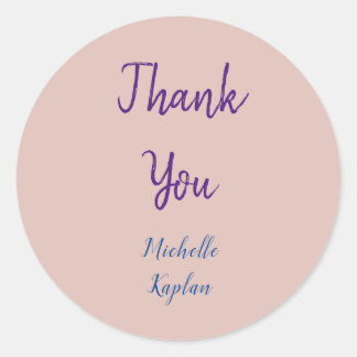 Thank You Add Name Rose Gold Modern Professional Classic Round Sticker