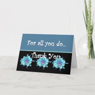 THANK YOU Admin Professionals Day BLUE FLOWERS Card