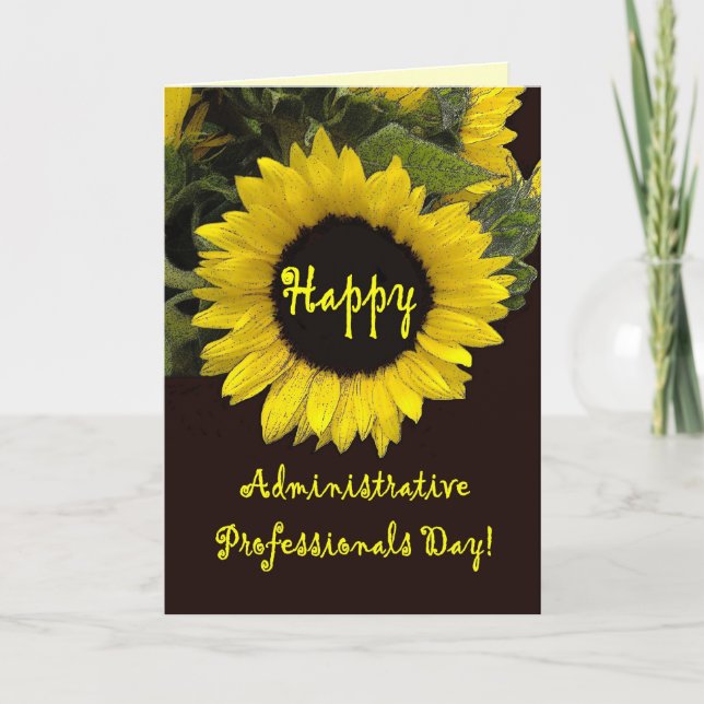 THANK YOU Admin Professionals Day YELLOW SUNFLOWER Card (Front)