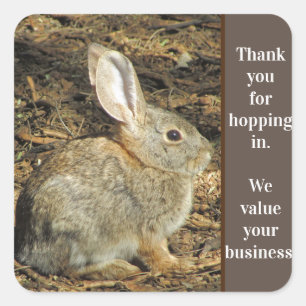 Thank you Adorable Bunny Pun Customer Appreciation Square Sticker