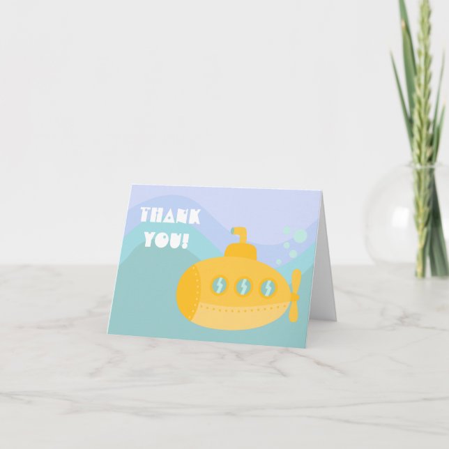 Thank you - Adorable Yellow Submarine Underwater Card (Front)