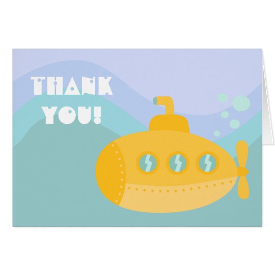 Thank you - Adorable Yellow Submarine Underwater Card