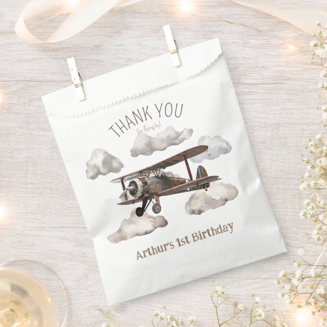 Thank you Aeroplane party favour bags (Clipped)