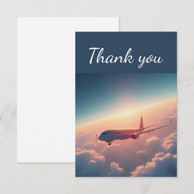 Thank You Aeroplane Sky Clouds Pilot Plane Card (Front/Back)