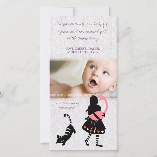 Thank You Alice in Wonderland Baby Photo Card (Front)