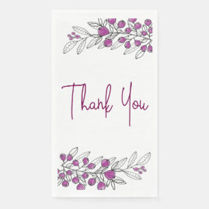 Thank You All Occasion Purple Berries Leaves Napkin