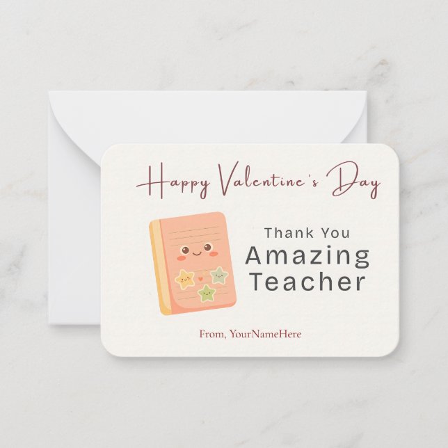 Thank You Amazing Teacher Valentine Card (Front)