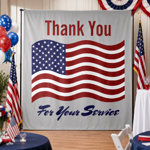 Thank You American Flag Veterans Photo Backdrop Tapestry