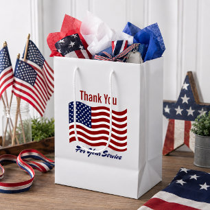 Thank You American Flag Veteran's White Medium Gift Bag