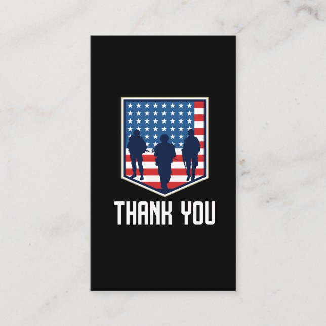 Thank You American Soldiers USA Flag Business Card (Front)