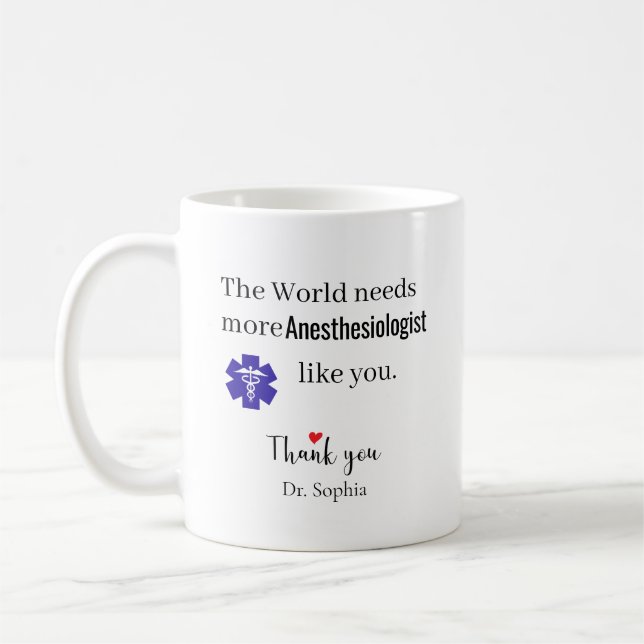 Thank You Anaesthesiologist Custom Name Coffee Mug (Left)