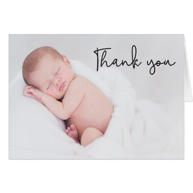 Thank You and Baby Birth Announcement, Modern (Front Horizontal)