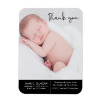 Thank You and Baby Birth Announcement, Script text