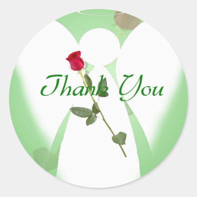 Thank you Angel Classic Round Sticker (Front)