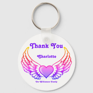 Thank You Angel Wings Personalized Key Ring