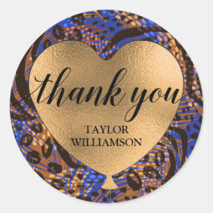 Thank You Animal Print Classic Round Sticker