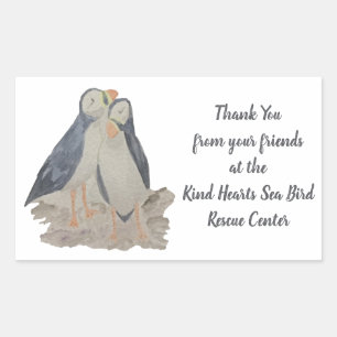 Thank You Animal Rescue Cute Puffins Rectangular Sticker