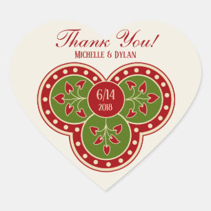 Thank you Antique Victorian flower ornament CC1017 Heart Sticker