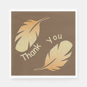 Thank You Appreciation Meal Brown Feather Design Napkin