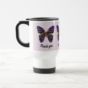 Thank You Appreciation Modern Bright Butterfly Travel Mug
