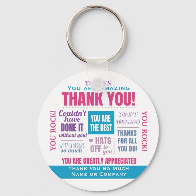 Thank You Appreciation Quote Key Ring (Front)