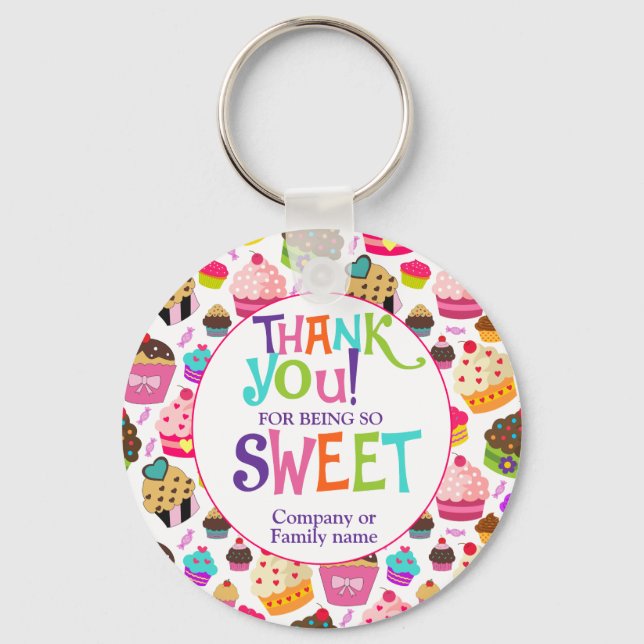 Thank You Appreciation Sweet Cupcake Key Ring (Front)