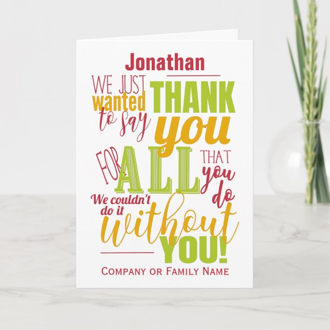 Thank You Appreciation Typography Thanks Message (Front)