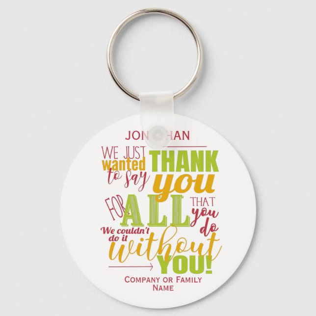 Thank You Appreciation Typography Thanks Message Key Ring (Front)