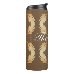 Thank You Appreciation Unique Feather Pattern Thermal Tumbler