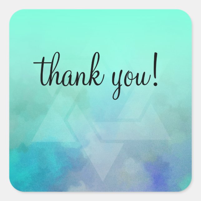 Thank You Aqua and Blue Star of David Square Sticker (Front)