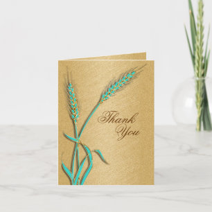 "Thank you" aqua gold wedding template
