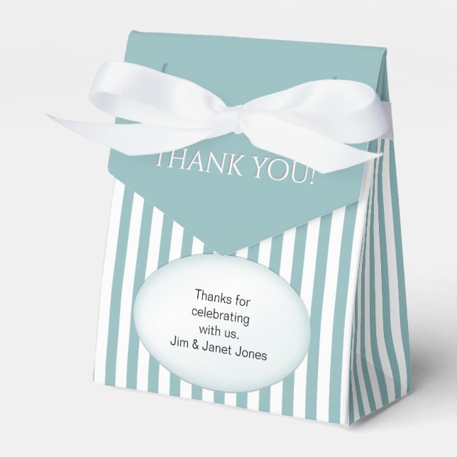 Thank You - Aqua Simple Stripes Pattern Favour Box (Front Side)